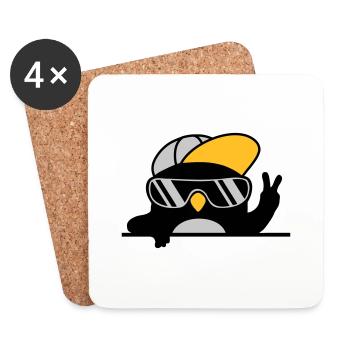 Peace sign cool penguin hand sign - Coasters (set of 4) - white - Front