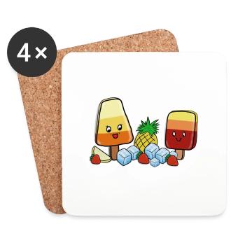 Kawaii-Eis am Stil - Untersetzer (4er-Set) - Weiß - Vorne