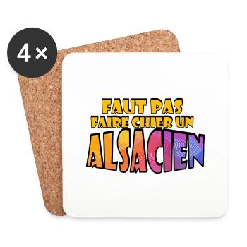 Faut pas faire chier un Alsacien - Dessous de verre (lot de 4) - blanc - Devant