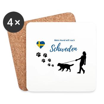 Mein Hund will nach Schweden, w - Untersetzer (4er-Set) - Weiß - Vorne