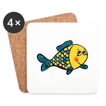 poisson heureux - Dessous de verre (lot de 4) - blanc - Devant