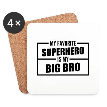 mon grand frère mon super héros / humour frère - Dessous de verre (lot de 4) - blanc - Devant