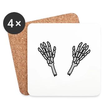 2 Skeleton Hands Bones - Coasters (set of 4) - white - Front