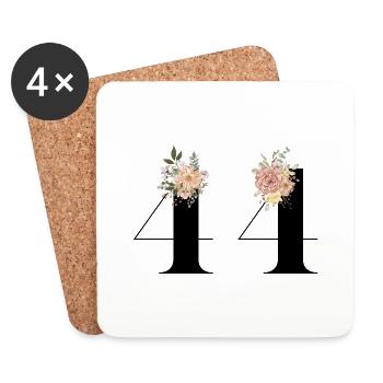 Blumen zum 44-jährigen Jubiläum (Geschenk von 44 Jahren) - Untersetzer (4er-Set) - Weiß - Vorne