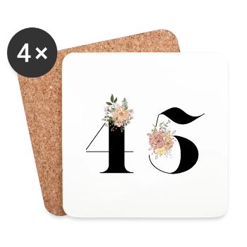 Blumen zum 45-jährigen Jubiläum (Geschenk von 45 Jahren) - Untersetzer (4er-Set) - Weiß - Vorne