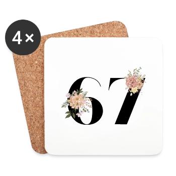 67th Anniversary flowers (Gift of 67 years) - Coasters (set of 4) - white - Front