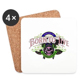 Motorcycle patch born to live - Pink - Coasters (set of 4) - white - Front