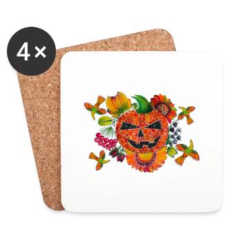 Pumpkin for Halloween. Scary pumpkin. Folklore art - Coasters (set of 4) - white - Front