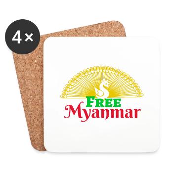 Libérez le Myanmar. Solidarité avec le Myanmar - Dessous de verre (lot de 4) - blanc - Devant