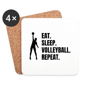 Volleyball Cadeau Beach Volleyball Volleyeur Joueur - Dessous de verre (lot de 4) - blanc - Devant