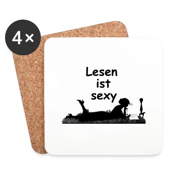 Lesen ist sexy - Untersetzer (4er-Set) - Weiß - Vorne