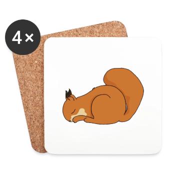 Schlafendes Eichhörnchen Geschenkidee Pyjama - Untersetzer (4er-Set) - Weiß - Vorne