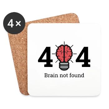 404 - brain not found - Coasters (set of 4) - white - Front