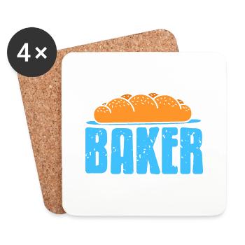 Superbe rétro BAKER Designs Baking Lovers T-Shirt - Dessous de verre (lot de 4) - blanc - Devant