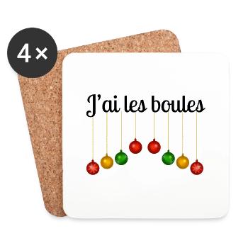 Pull de Noël drôle | « J’ai les boules » - Dessous de verre (lot de 4) - blanc - Devant