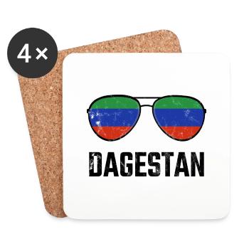 Daghestan Daghestan Daghestan Drapeau Lunettes de soleil - Dessous de verre (lot de 4) - blanc - Devant