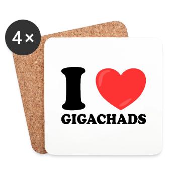 J'adore Les Gigachads Meme Drôle - Dessous de verre (lot de 4) - blanc - Devant