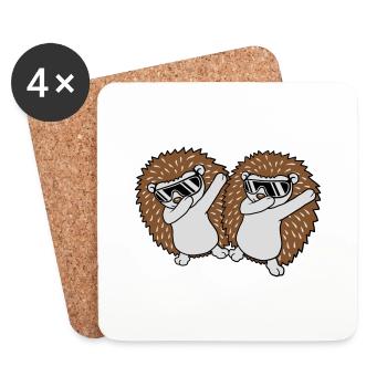 2 amis hérissons dabbing - Dessous de verre (lot de 4) - blanc - Devant