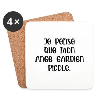 je pense que mon ange gardien picole - Dessous de verre (lot de 4) - blanc - Devant