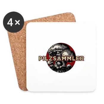 Pilze sammeln Pilzsammler - Untersetzer (4er-Set) - Weiß - Vorne
