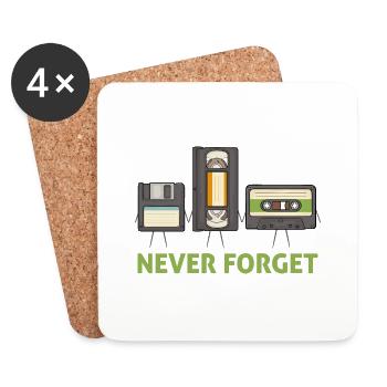 Never Forget Floppy Disk Video Tape Cassette - Coasters (set of 4) - white - Front