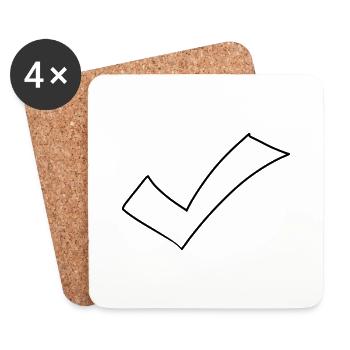 Haken Emoji Skizze Zeichnung - Untersetzer (4er-Set) - Weiß - Vorne