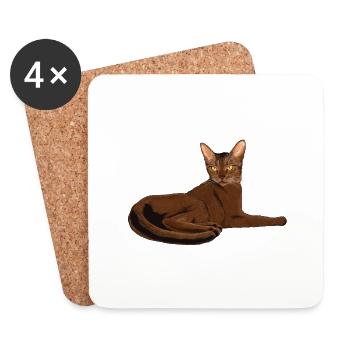 Chat abyssin - Dessous de verre (lot de 4) - blanc - Devant