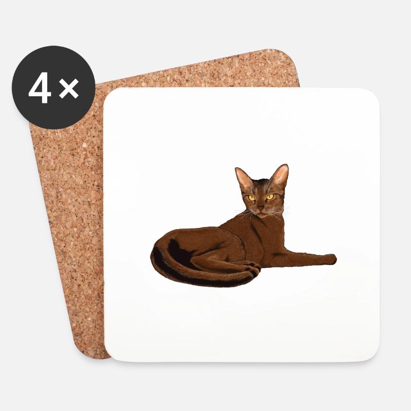 Abessinierkatze - Untersetzer (4er-Set) - Weiß