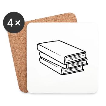 Stacked Books Comic Design - Coasters (set of 4) - white - Front