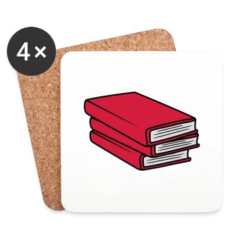 3 Books Stack Design - Coasters (set of 4) - white - Front