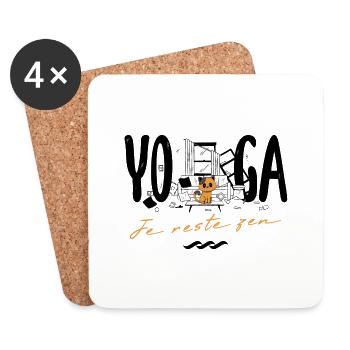 Humour Yoga Je Zeste Zen après les Bêtises du Chat - Dessous de verre (lot de 4) - blanc - Devant