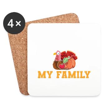 Ich bin dankbar für meine Familie - Funny Turkey - Untersetzer (4er-Set) - Weiß - Vorne