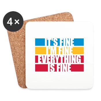 everything is fine quote - Coasters (set of 4) - white - Front
