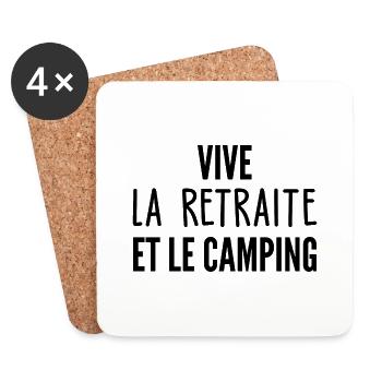 vive la retraite et le camping / humour retraité - Dessous de verre (lot de 4) - blanc - Devant