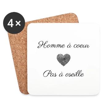 Homme à coeur - Dessous de verre (lot de 4) - blanc - Devant