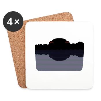 Auto am See - Untersetzer (4er-Set) - Weiß - Vorne