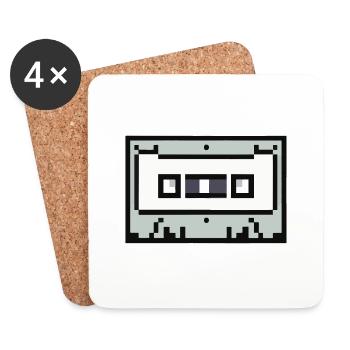 Cassette Idée cadeau rétro pixélisée - Dessous de verre (lot de 4) - blanc - Devant