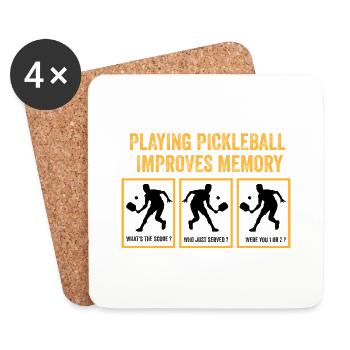 playing pickleball improves memory - Coasters (set of 4) - white - Front