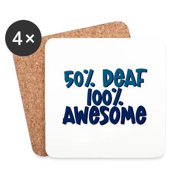 50% Deaf 100% Awesome 4 - Untersetzer (4er-Set) - Weiß - Vorne