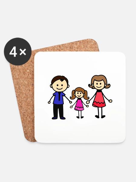 family family parents daughter corka - Coasters (set of 4) - white