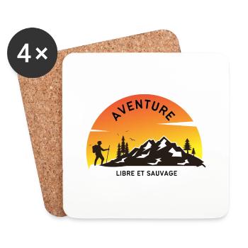 Aventure, libre et sauvage, cadeau pour aventurier - Dessous de verre (lot de 4) - blanc - Devant