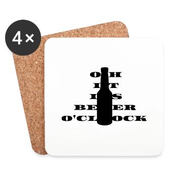 Oh c’est de la bière o horloge - Dessous de verre (lot de 4) - blanc - Devant