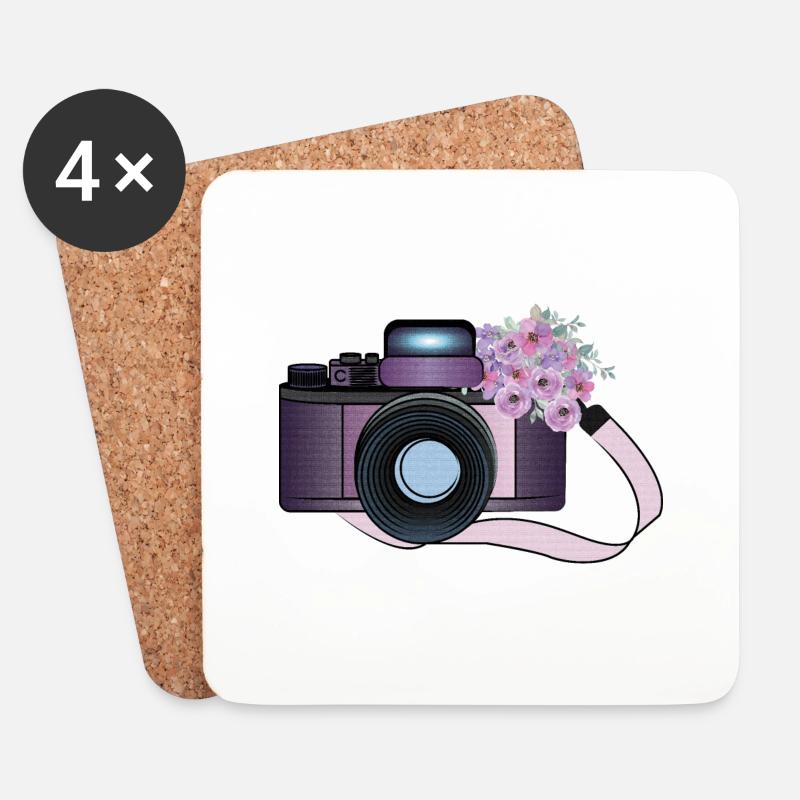 CAMARA CON FLORES - Untersetzer (4er-Set) - Weiß