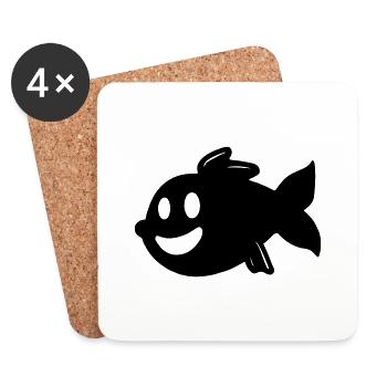 Fisch Lächeln Vektor Lächelnder Fisch - Untersetzer (4er-Set) - Weiß - Vorne