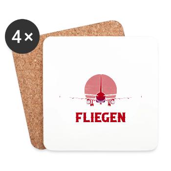 Der tut nix der will nur fliegen Flugzeug Pilot - Untersetzer (4er-Set) - Weiß - Vorne