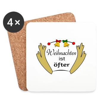 Weihnachten ist öfter - Untersetzer (4er-Set) - Weiß - Vorne