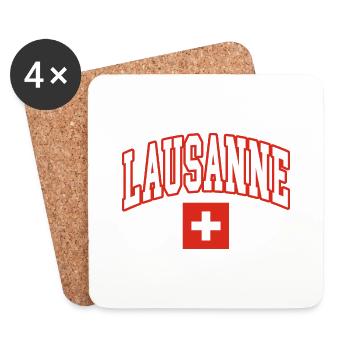 Lausanne schweiz flagge - Untersetzer (4er-Set) - Weiß - Vorne