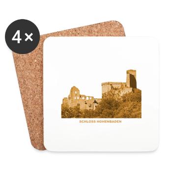 Hohenbaden Burg Altes Schloss Baden-Württemberg - Untersetzer (4er-Set) - Weiß - Vorne
