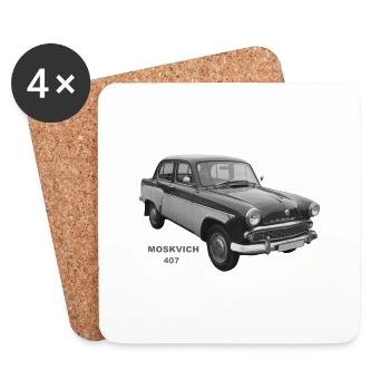 Moskvich 407 USSR Russia Oldtimer Ostalgie - Coasters (set of 4) - white - Front