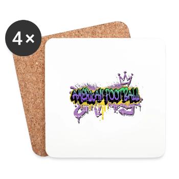 Football américain Graffiti Spray Pulvérisateur Sports - Dessous de verre (lot de 4) - blanc - Devant